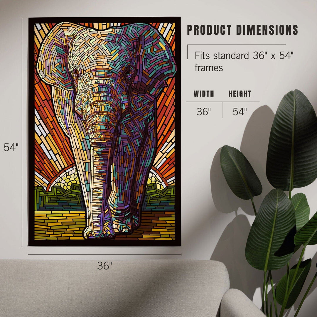 Asian Elephant, Paper Mosaic, Art & Giclee Prints Art Lantern Press 