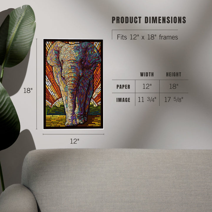 Asian Elephant, Paper Mosaic, Art & Giclee Prints Art Lantern Press 