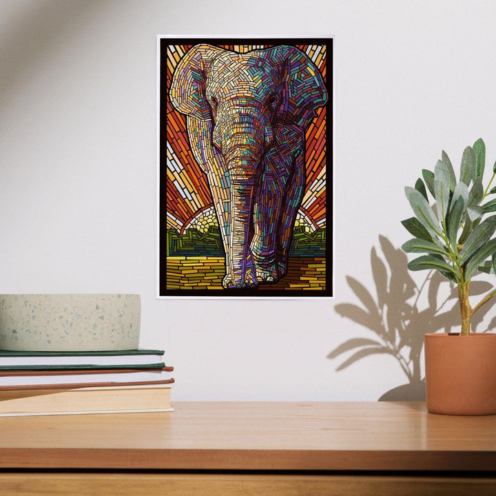 Asian Elephant, Paper Mosaic, Art & Giclee Prints Art Lantern Press 