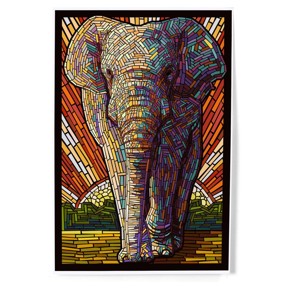 Asian Elephant, Paper Mosaic, Art & Giclee Prints Art Lantern Press 