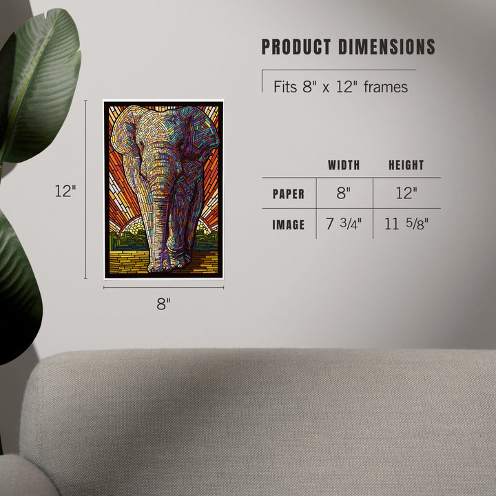 Asian Elephant, Paper Mosaic, Art & Giclee Prints Art Lantern Press 