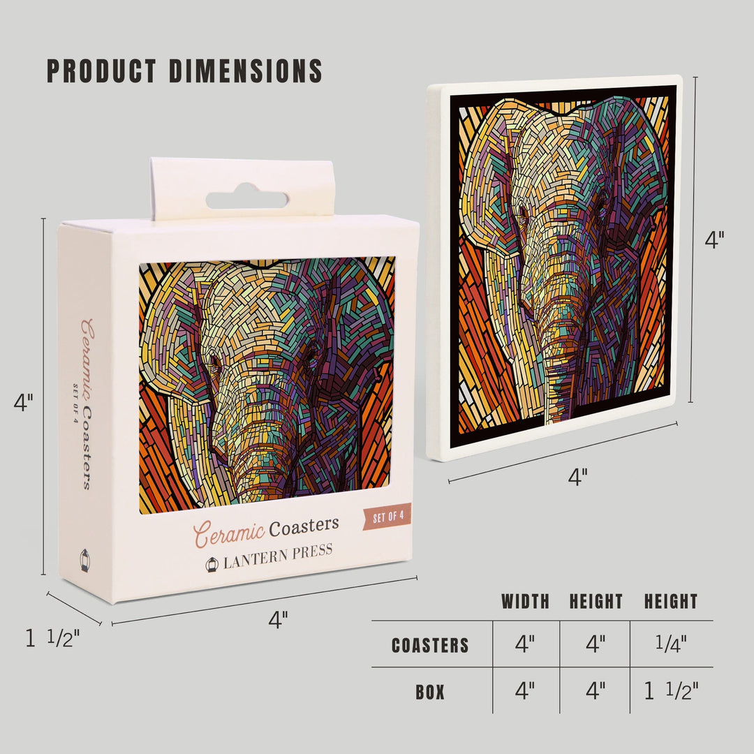 Asian Elephant, Paper Mosaic, Coasters Coasters Lantern Press 