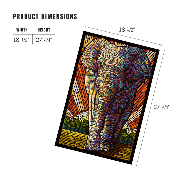 Asian Elephant, Paper Mosaic, Jigsaw Puzzle Puzzle Lantern Press 