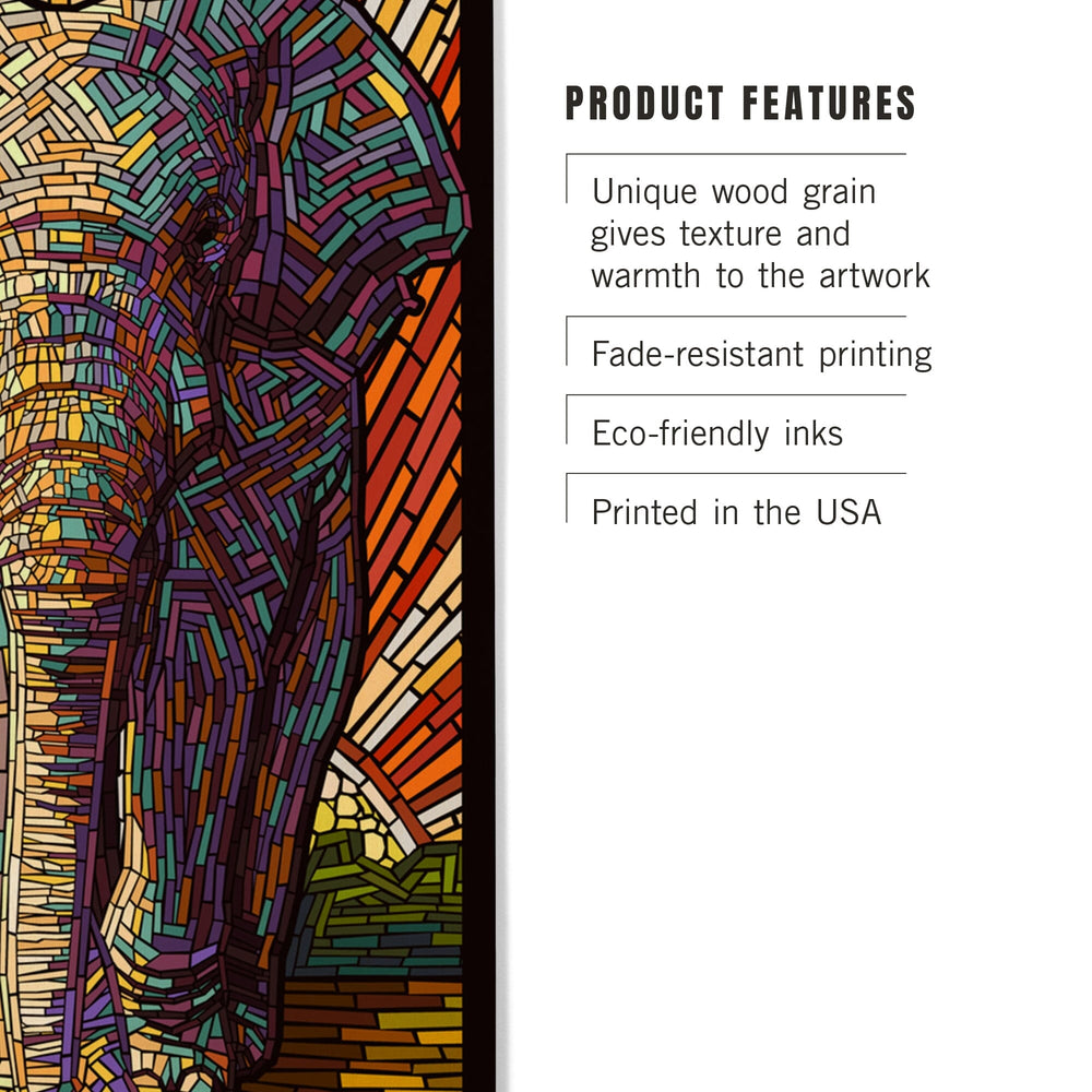 Asian Elephant, Paper Mosaic, Lantern Press Poster, Wood Signs and Postcards Wood Lantern Press 