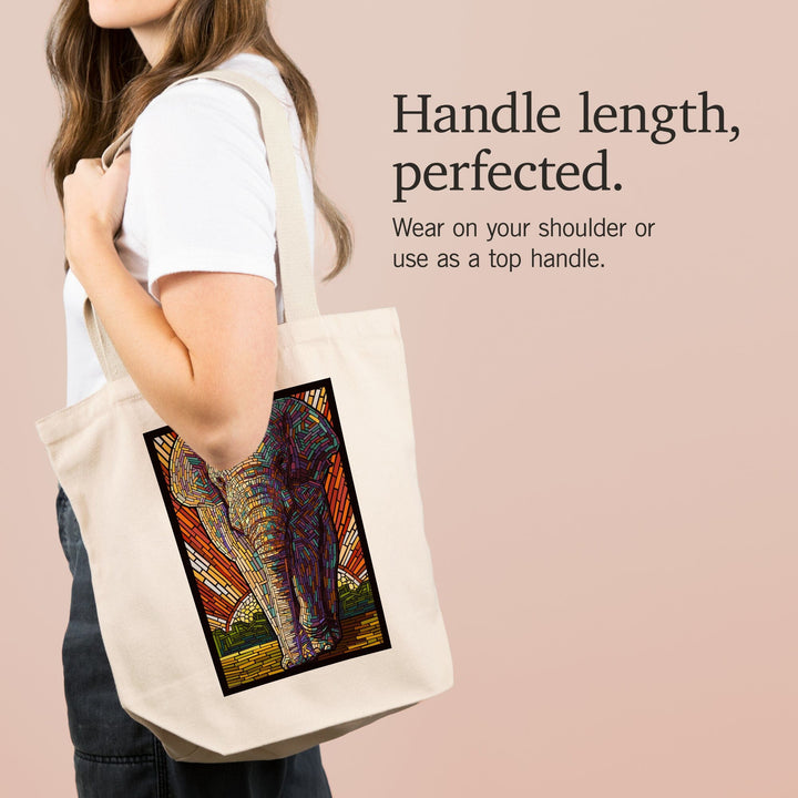 Asian Elephant, Paper Mosaic, Tote Bag Totes Lantern Press 