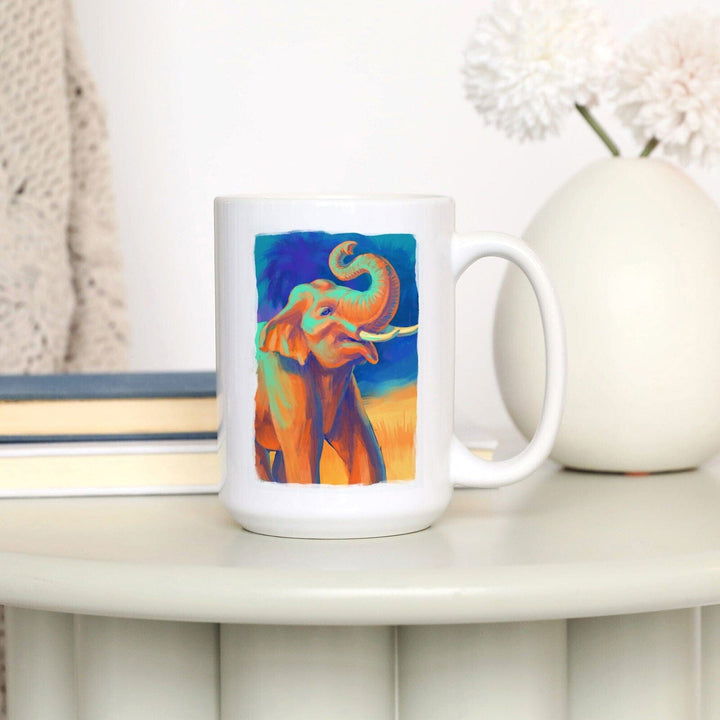 Asian Elephant, Vivid, Lantern Press Artwork, Ceramic Mug Mugs Lantern Press 