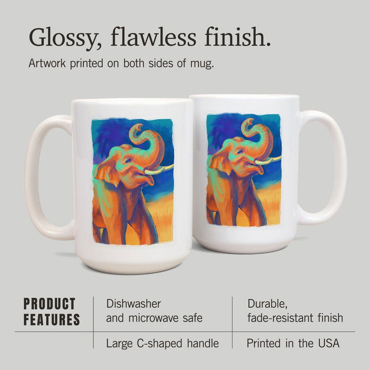 Asian Elephant, Vivid, Lantern Press Artwork, Ceramic Mug Mugs Lantern Press 