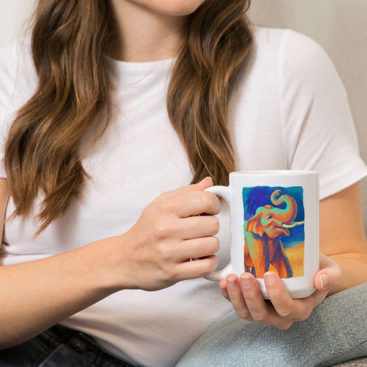 Asian Elephant, Vivid, Lantern Press Artwork, Ceramic Mug Mugs Lantern Press 