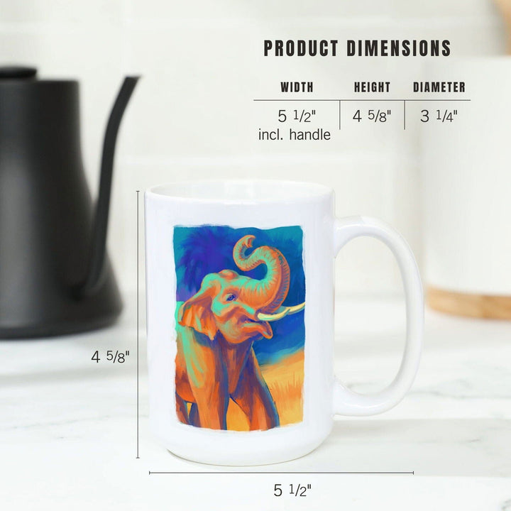 Asian Elephant, Vivid, Lantern Press Artwork, Ceramic Mug Mugs Lantern Press 
