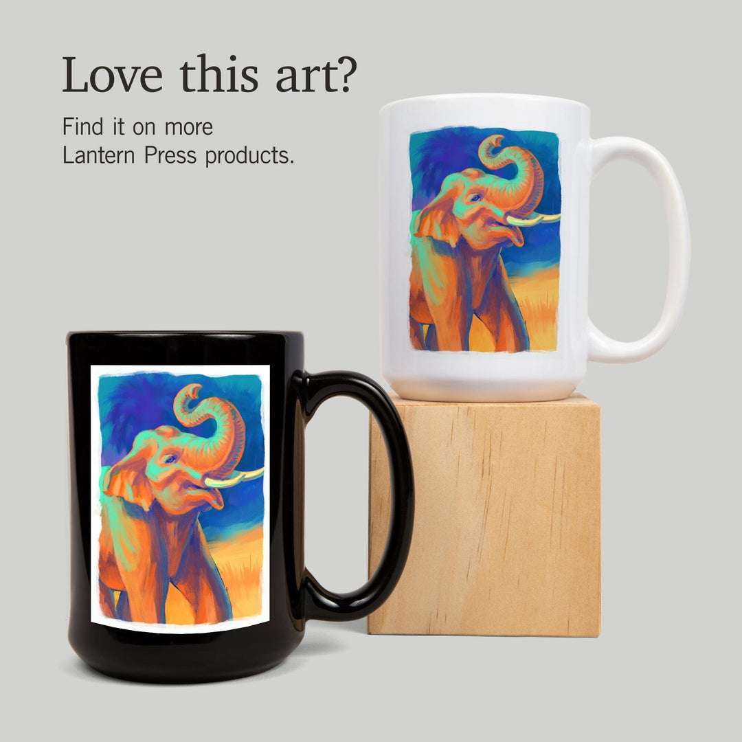 Asian Elephant, Vivid, Lantern Press Artwork, Ceramic Mug Mugs Lantern Press 