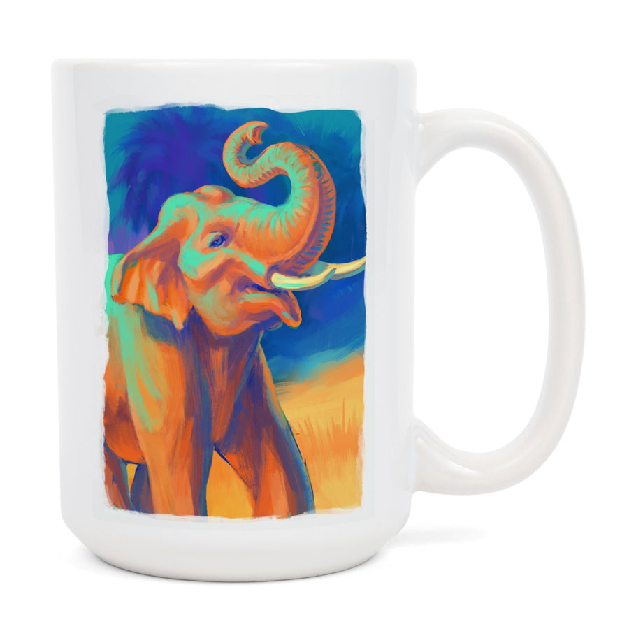 Asian Elephant, Vivid, Lantern Press Artwork, Ceramic Mug Mugs Lantern Press 