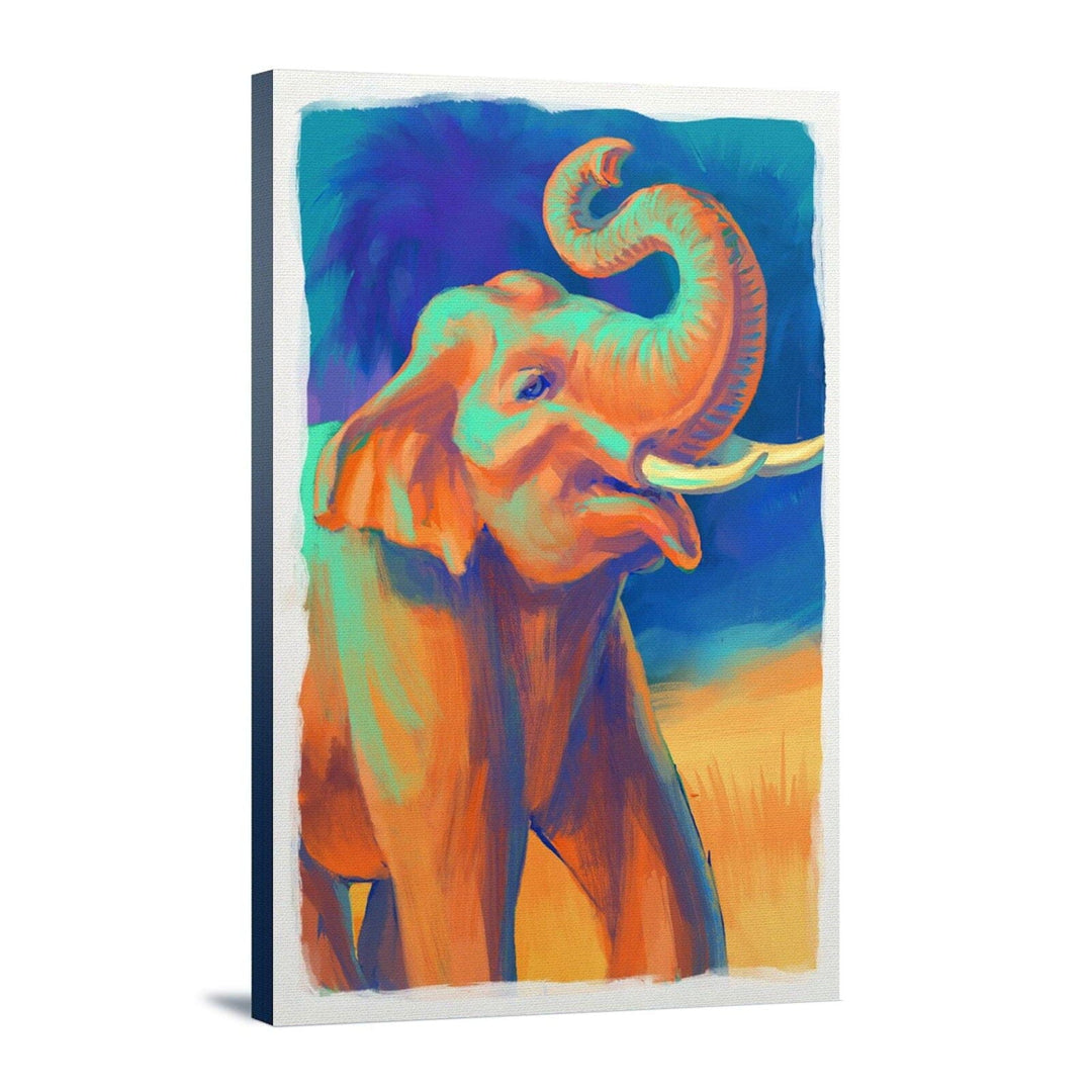 Asian Elephant, Vivid, Lantern Press Artwork, Stretched Canvas Canvas Lantern Press 