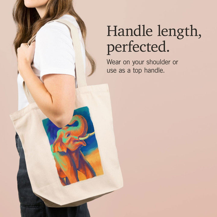 Asian Elephant, Vivid, Lantern Press Artwork, Tote Bag Totes Lantern Press 