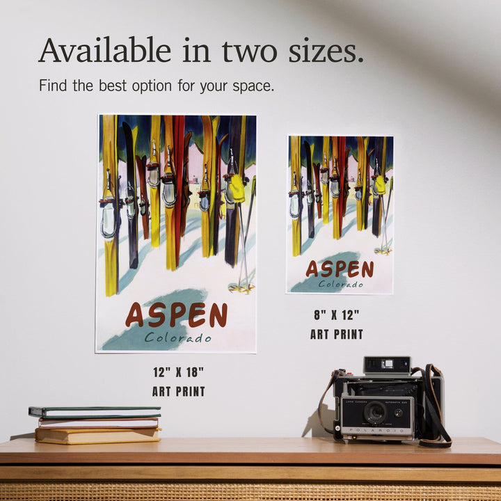 Aspen, Colorado, Colorful Skis, Art & Giclee Prints Art Lantern Press 