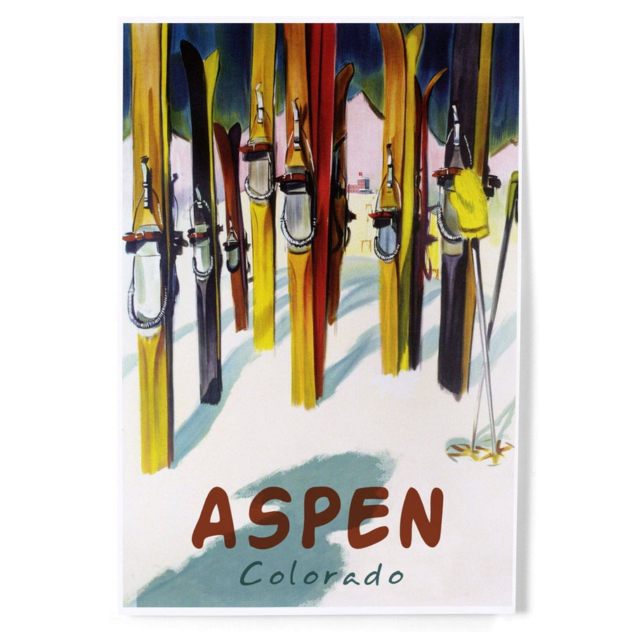 Aspen, Colorado, Colorful Skis, Art & Giclee Prints Art Lantern Press 