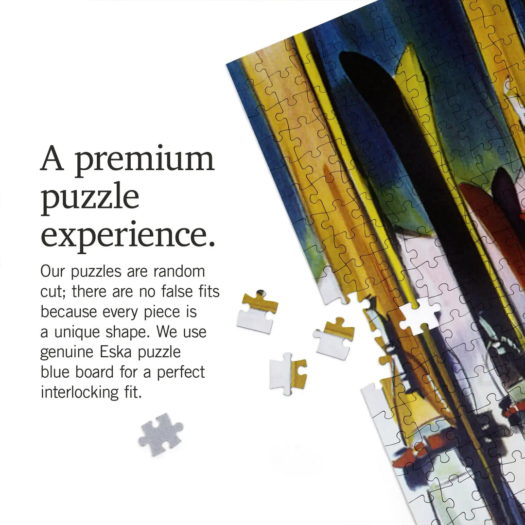 Aspen, Colorado, Colorful Skis, Jigsaw Puzzle Puzzle Lantern Press 