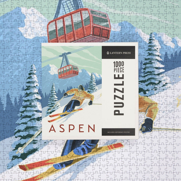 Aspen, Colorado, Downhill Skier, Jigsaw Puzzle Puzzle Lantern Press 