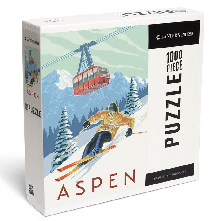 Aspen, Colorado, Downhill Skier, Jigsaw Puzzle Puzzle Lantern Press 