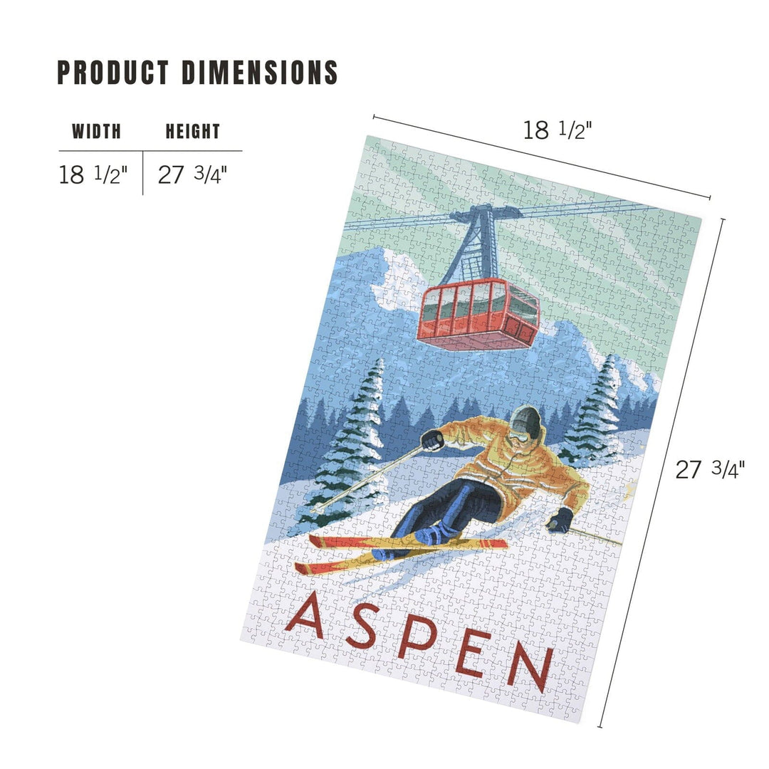 Aspen, Colorado, Downhill Skier, Jigsaw Puzzle Puzzle Lantern Press 