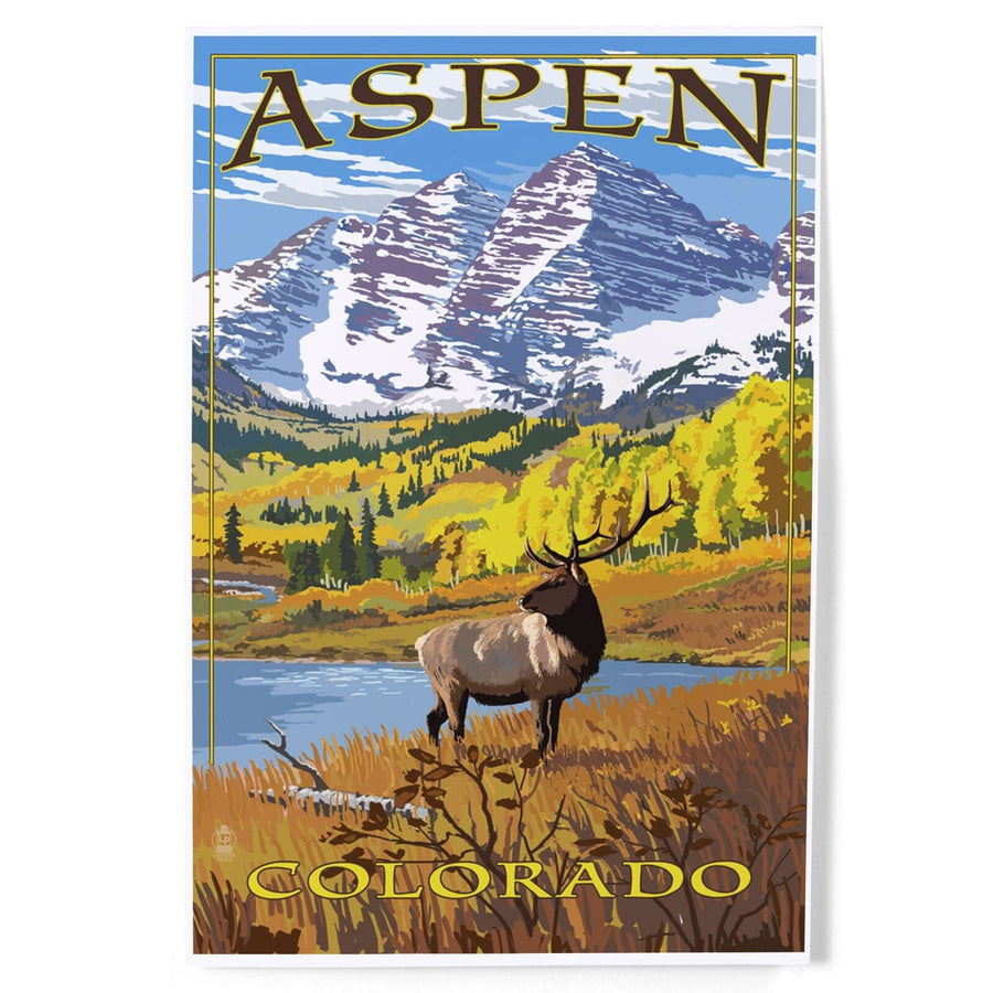 Aspen, Colorado, Mountains and Elk, Art & Giclee Prints Art Lantern Press 