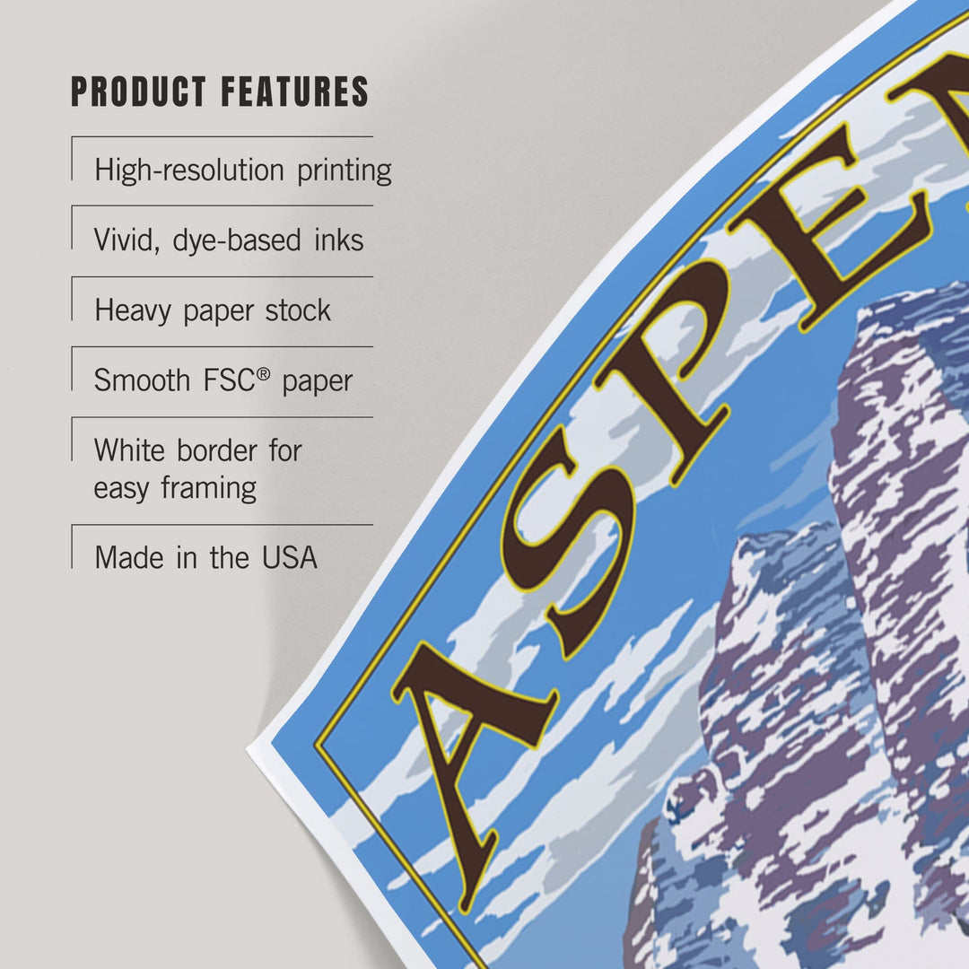 Aspen, Colorado, Mountains and Elk, Art & Giclee Prints Art Lantern Press 