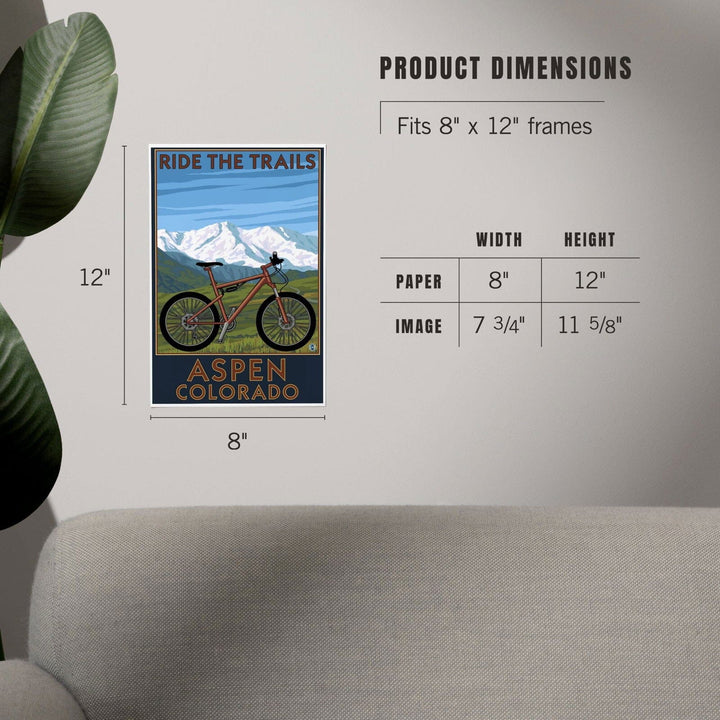 Aspen, Colorado, Ride the Trails, Mountain Bike, Art & Giclee Prints Art Lantern Press 