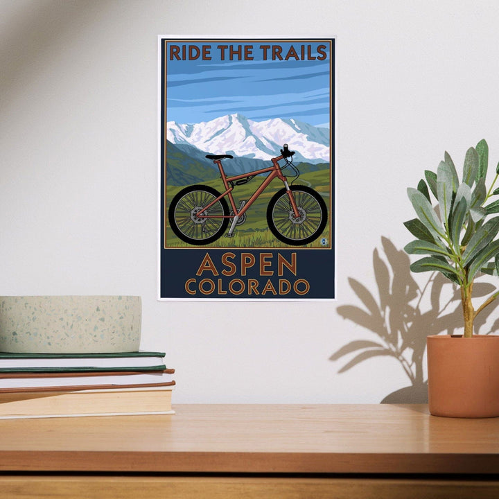 Aspen, Colorado, Ride the Trails, Mountain Bike, Art & Giclee Prints Art Lantern Press 