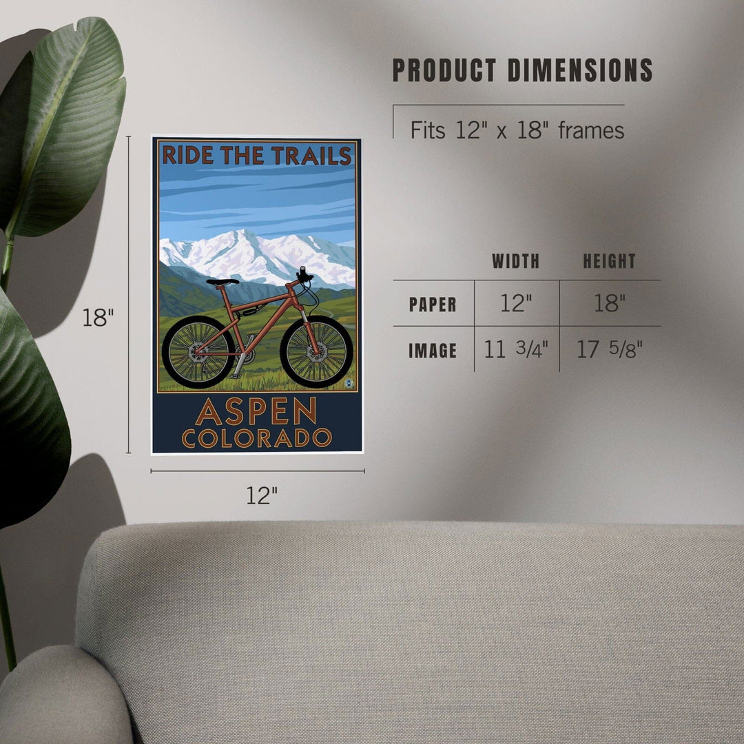 Aspen, Colorado, Ride the Trails, Mountain Bike, Art & Giclee Prints Art Lantern Press 