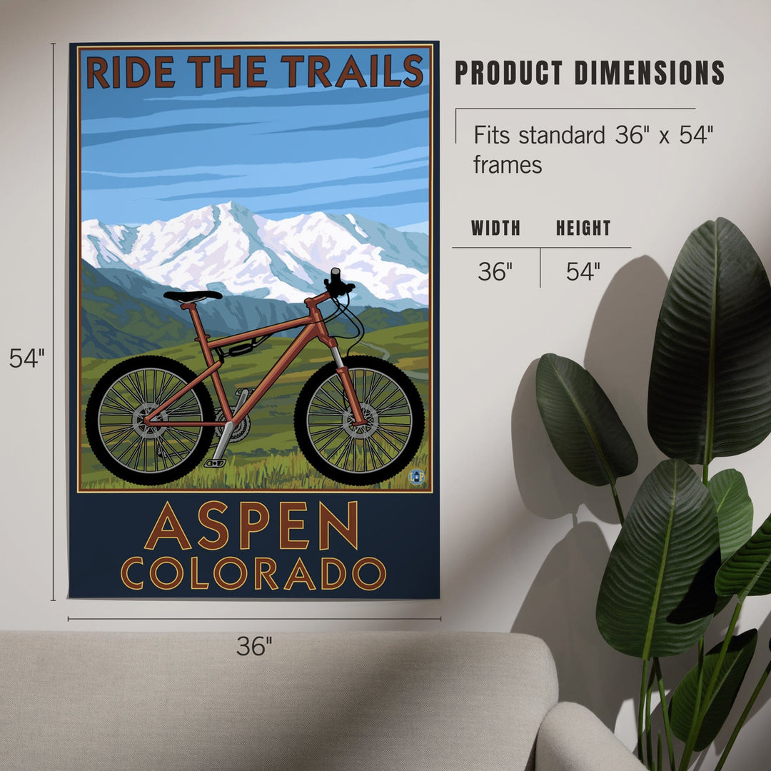 Aspen, Colorado, Ride the Trails, Mountain Bike, Art & Giclee Prints Art Lantern Press 