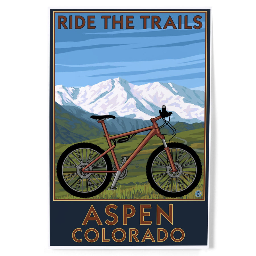 Aspen, Colorado, Ride the Trails, Mountain Bike, Art & Giclee Prints Art Lantern Press 
