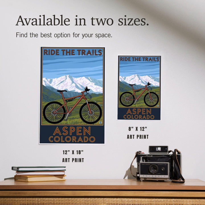 Aspen, Colorado, Ride the Trails, Mountain Bike, Art & Giclee Prints Art Lantern Press 