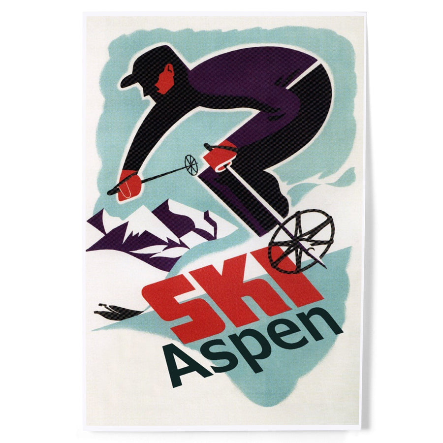 Aspen, Colorado, Ski in Colorado Vintage Skier, Art & Giclee Prints Art Lantern Press 