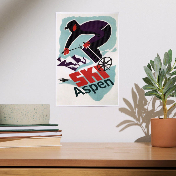 Aspen, Colorado, Ski in Colorado Vintage Skier, Art & Giclee Prints Art Lantern Press 