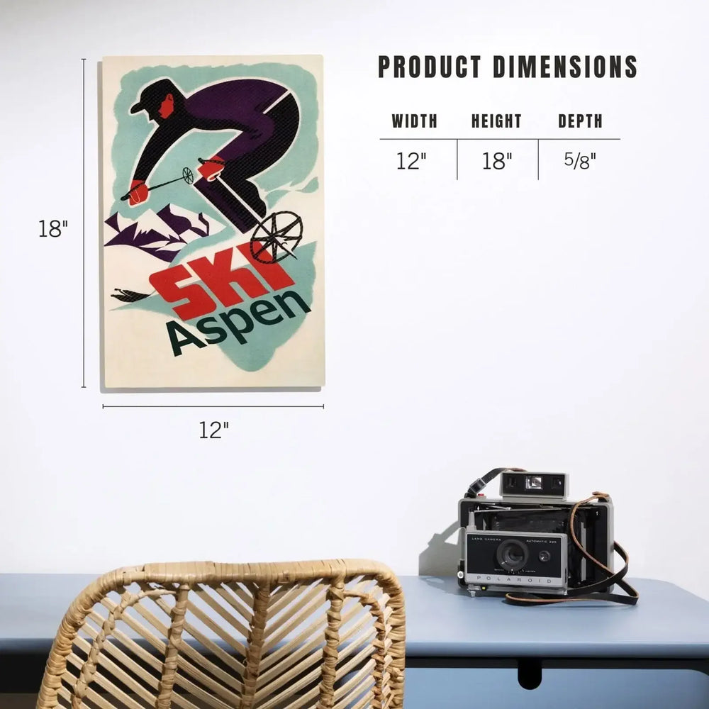 Aspen, Colorado, Ski in Colorado Vintage Skier, Lantern Press Artwork, Wood Signs and Postcards Wood Lantern Press 