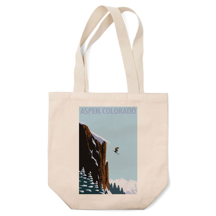 Aspen, Colorado, Skier Jumping, Lantern Press Artwork, Tote Bag Totes Lantern Press 