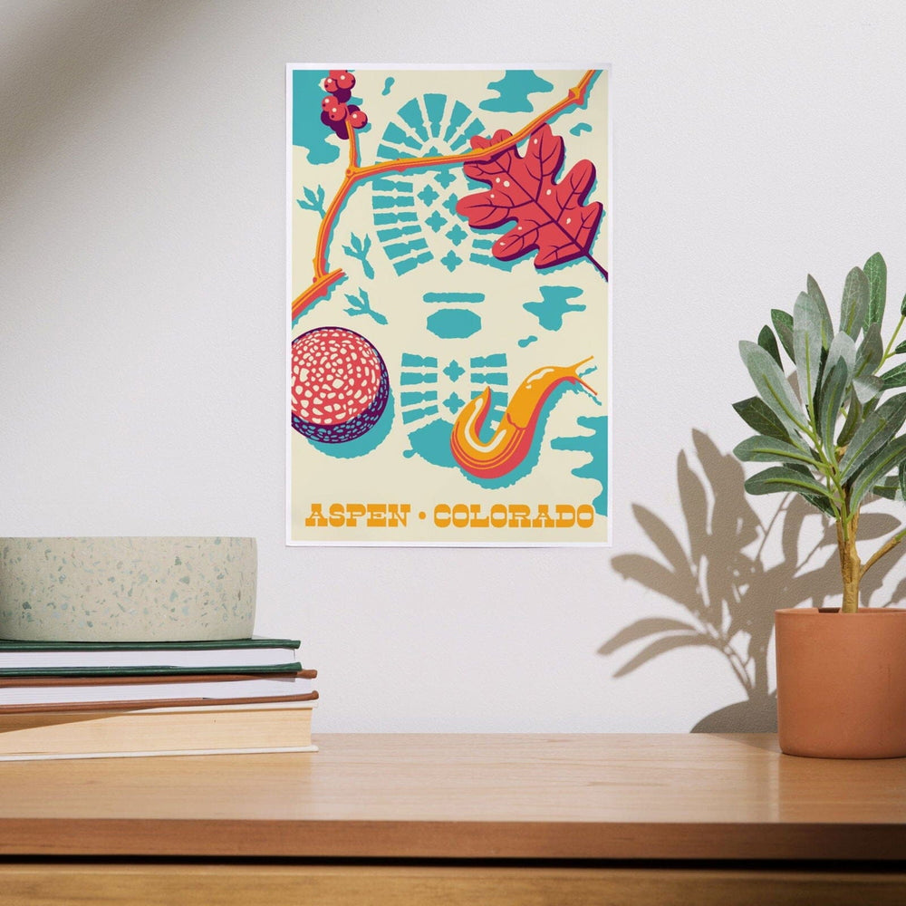 Aspen, Colorado, Take a Hike, Bootprint, Bright Colors, Vector, Art & Giclee Prints Art Lantern Press 