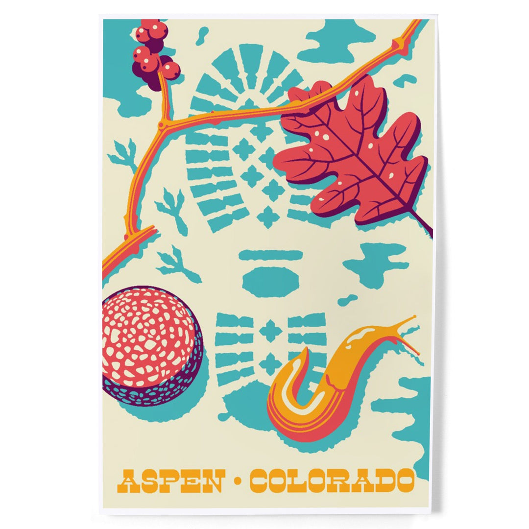 Aspen, Colorado, Take a Hike, Bootprint, Bright Colors, Vector, Art & Giclee Prints Art Lantern Press 