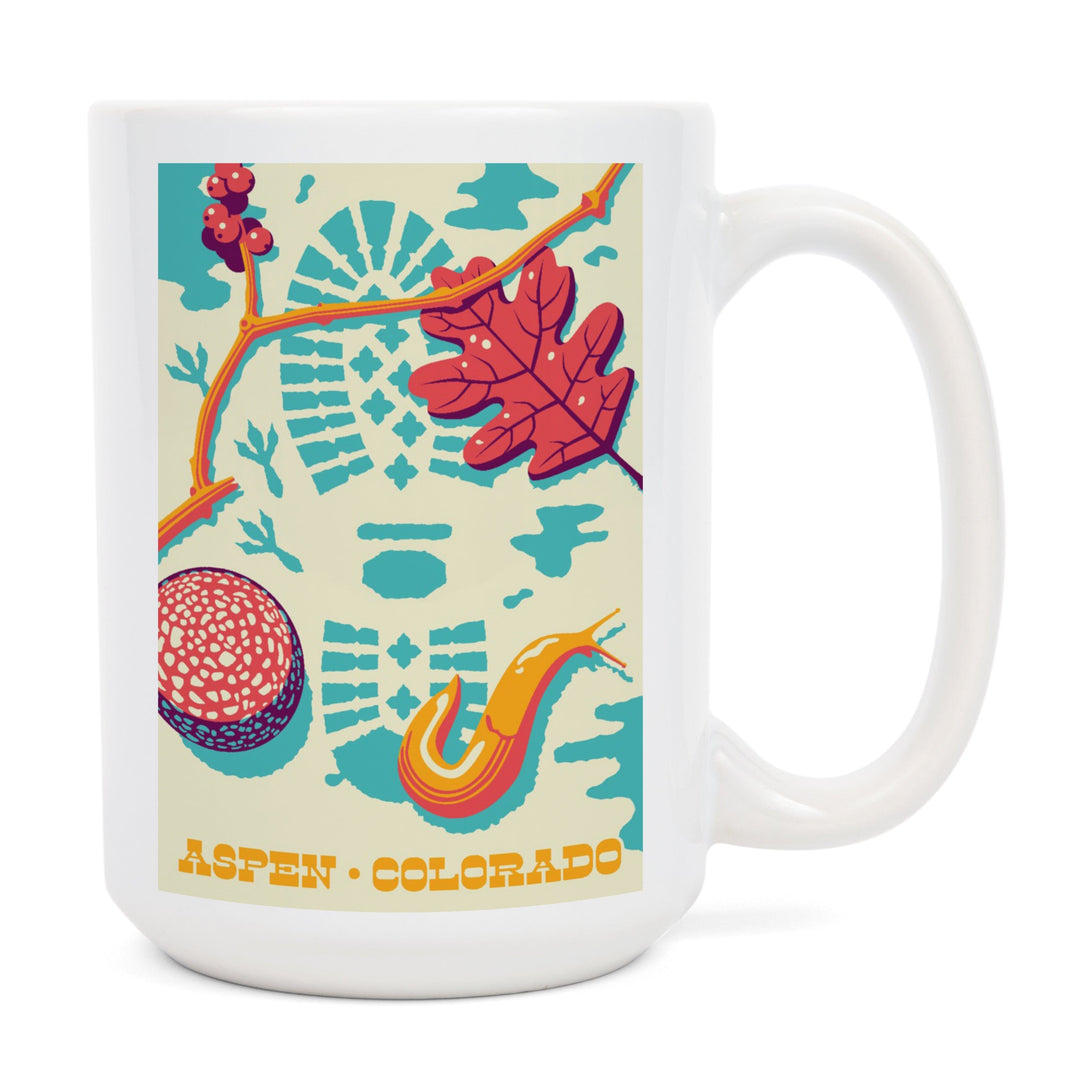 Aspen, Colorado, Take a Hike, Bootprint, Bright Colors, Vector, Lantern Press Artwork, Ceramic Mug Mugs Lantern Press 