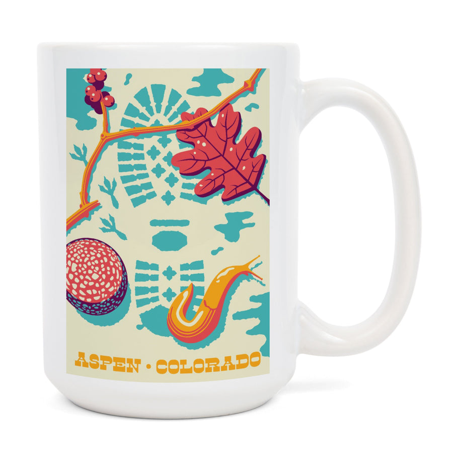 Aspen, Colorado, Take a Hike, Bootprint, Bright Colors, Vector, Lantern Press Artwork, Ceramic Mug Mugs Lantern Press 