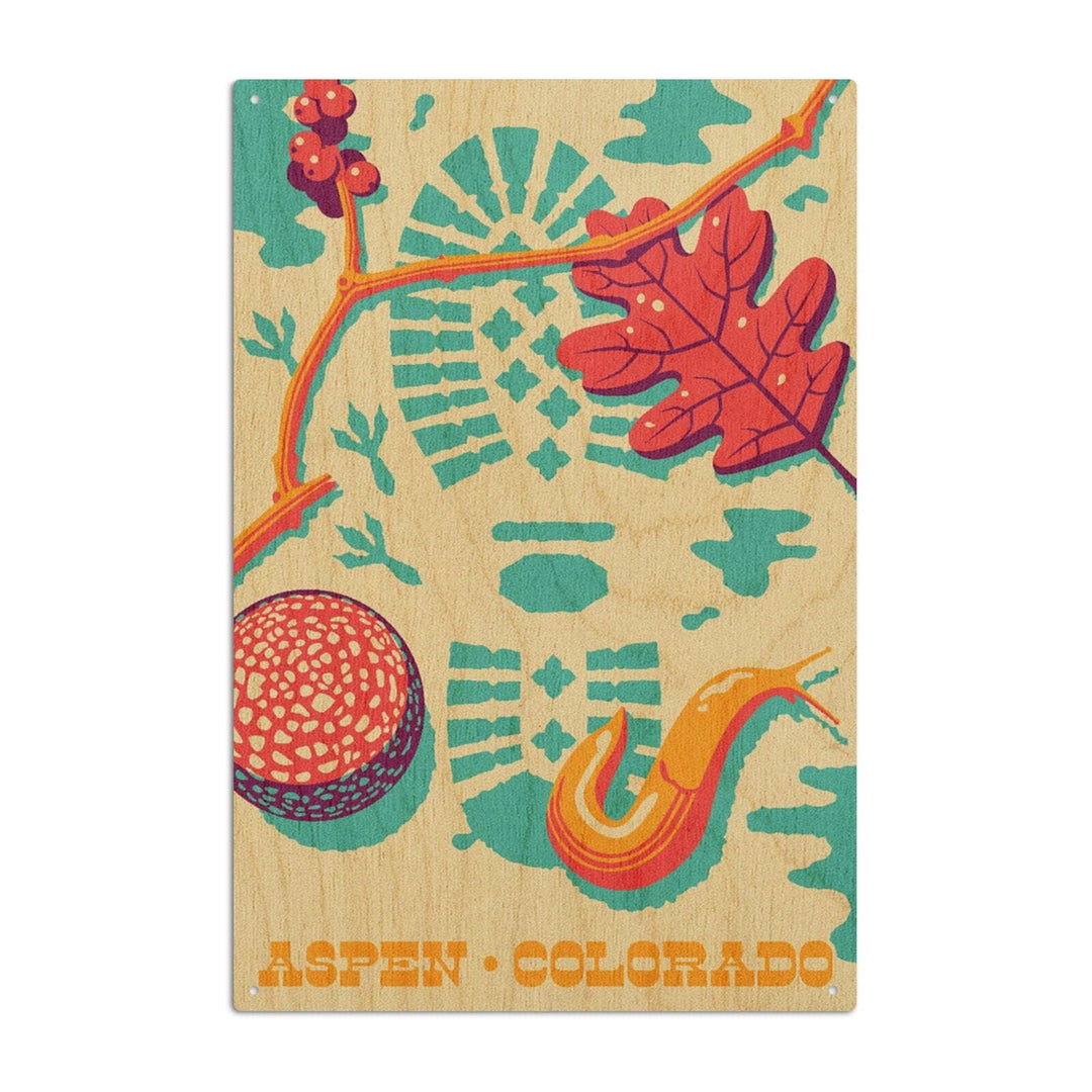 Aspen, Colorado, Take a Hike, Bootprint, Bright Colors, Vector, Lantern Press Artwork, Wood Signs and Postcards Wood Lantern Press 