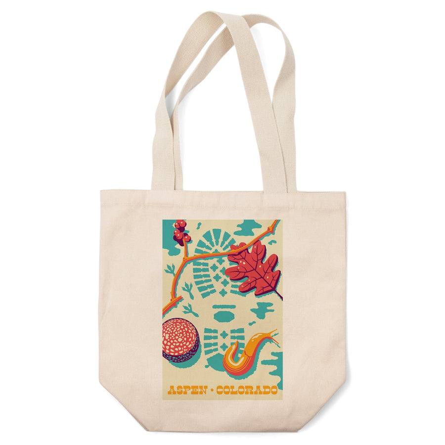 Aspen, Colorado, Take a Hike, Bootprint, Bright Colors, Vector, Tote Bag Totes Lantern Press 