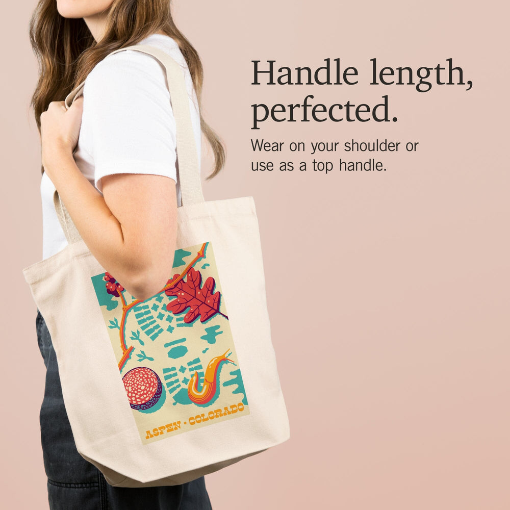 Aspen, Colorado, Take a Hike, Bootprint, Bright Colors, Vector, Tote Bag Totes Lantern Press 
