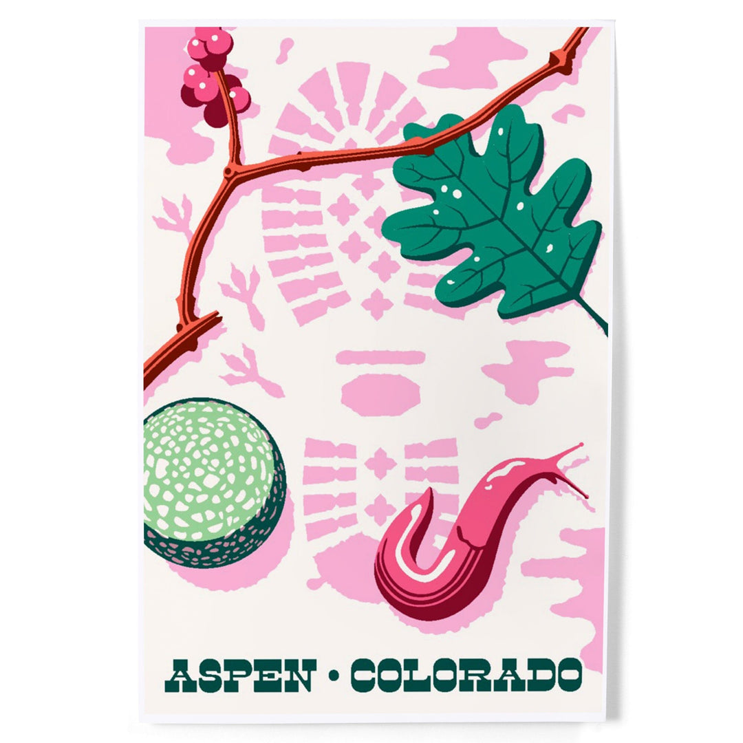 Aspen, Colorado, Take a Hike, Bootprint, Green and Pink, Vector, Art & Giclee Prints Art Lantern Press 