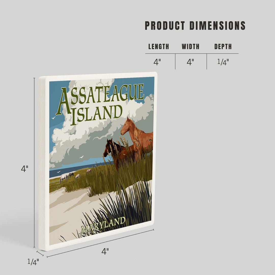 Assateague Island, Maryland, Horses and Dunes, Coasters Coasters Lantern Press 