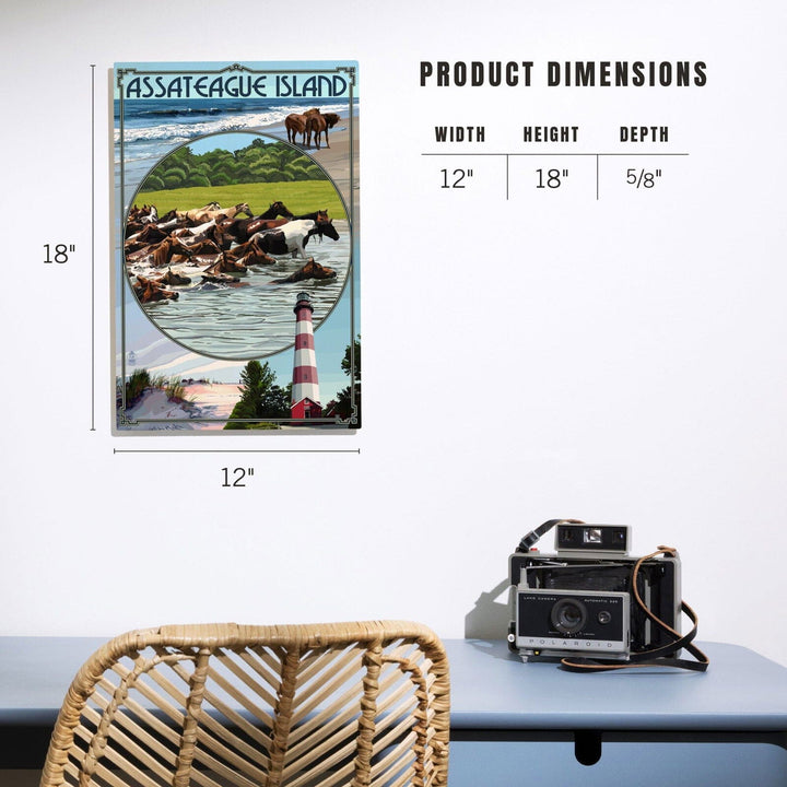 Assateague Island, Maryland, Montage, Lantern Press Artwork, Wood Signs and Postcards Wood Lantern Press 