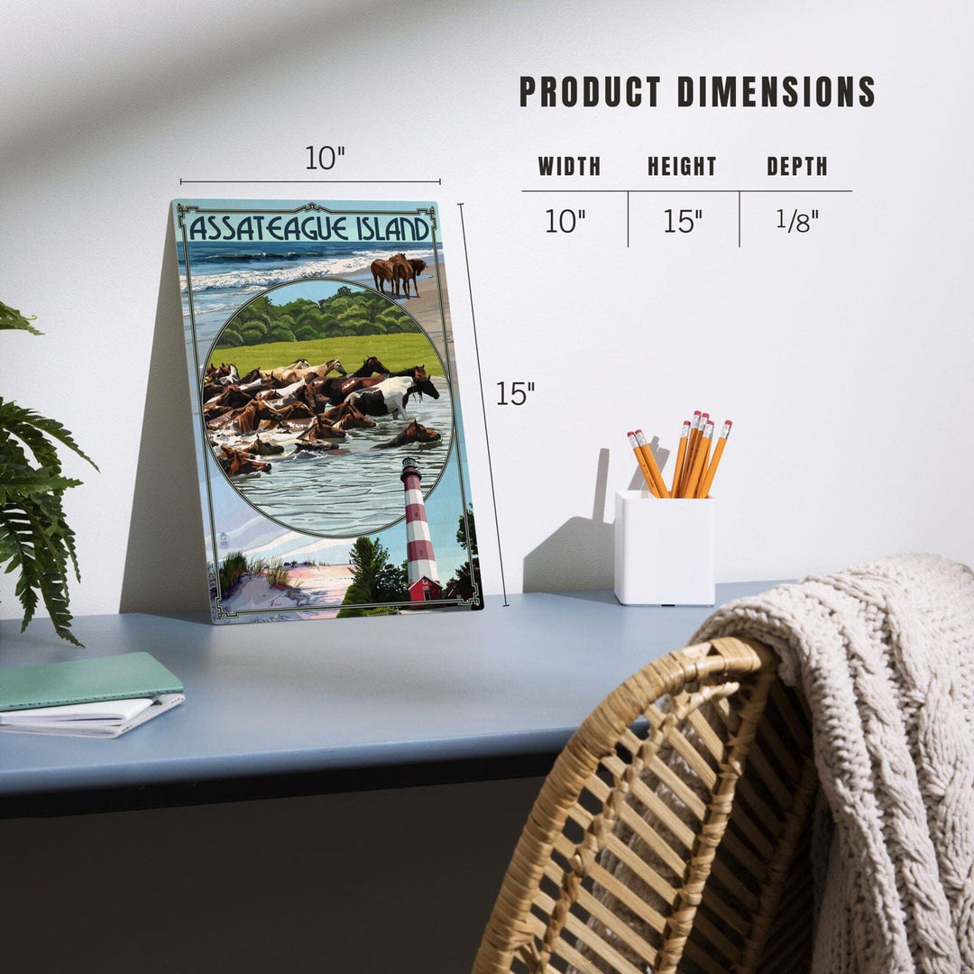 Assateague Island, Maryland, Montage, Lantern Press Artwork, Wood Signs and Postcards Wood Lantern Press 