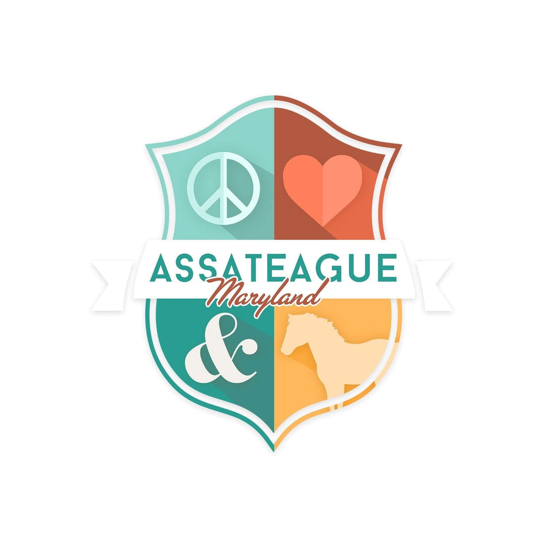 Assateauge, Maryland, Peace, Love, And, Ponies, Pop Out Icon Style, Contour, Vinyl Sticker Sticker Lantern Press 