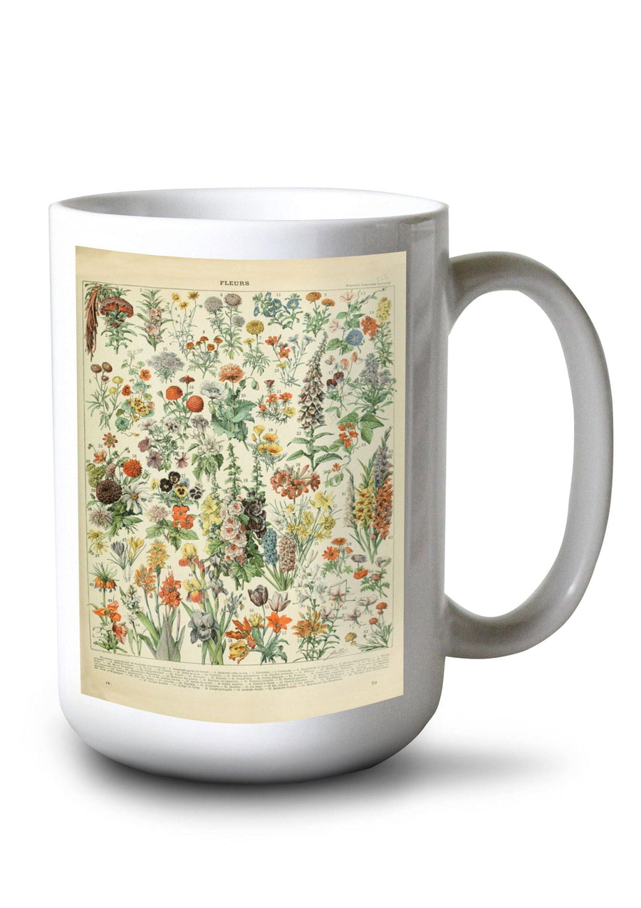 Assorted Flowers, A, Vintage Bookplate, Adolphe Millot Artwork, Ceramic Mug Mugs Lantern Press 