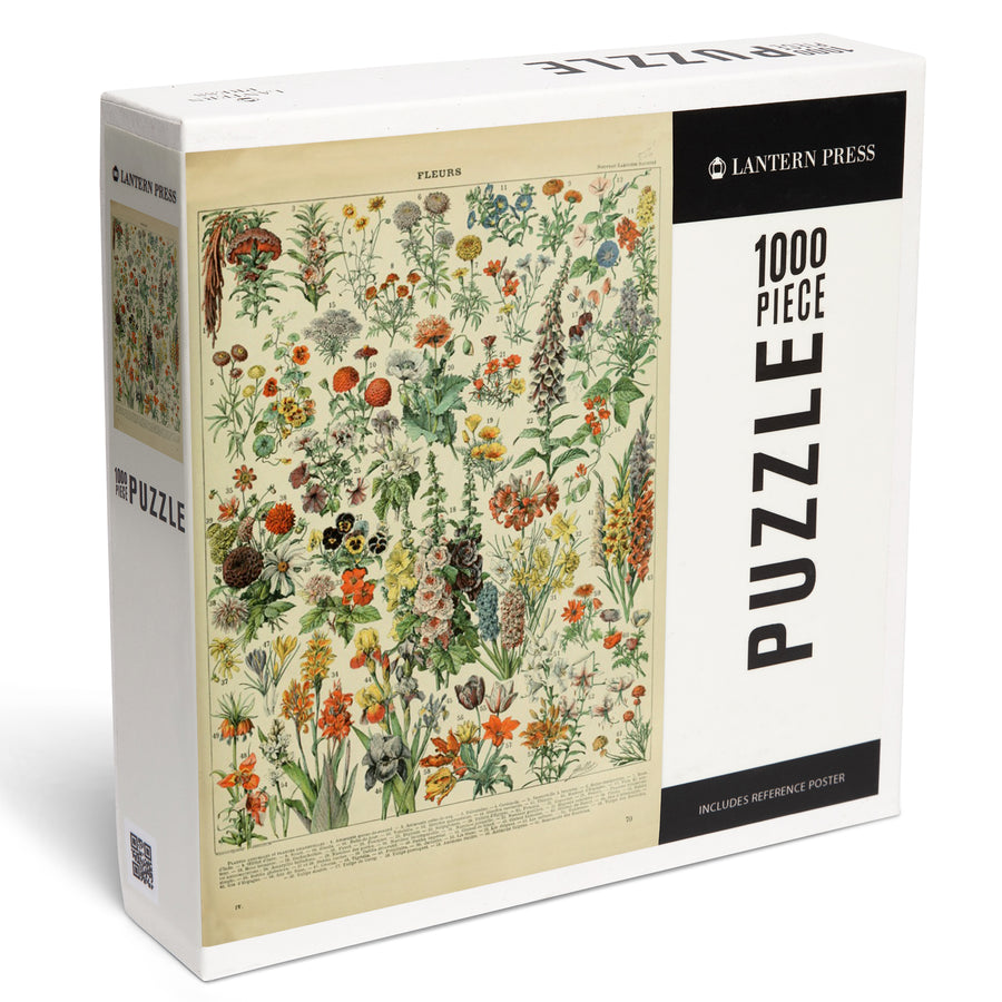 Assorted Flowers, A, Vintage Bookplate, Adolphe Millot Artwork, Jigsaw Puzzle Puzzle Lantern Press 