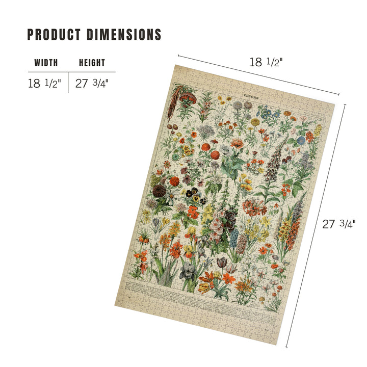 Assorted Flowers, A, Vintage Bookplate, Adolphe Millot Artwork, Jigsaw Puzzle Puzzle Lantern Press 